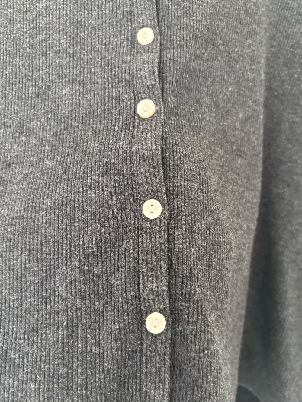 Aerie Long Sleeve Ribbed Henley Top XL Grey Heather Soft Stretch Button Front - Picture 4 of 5